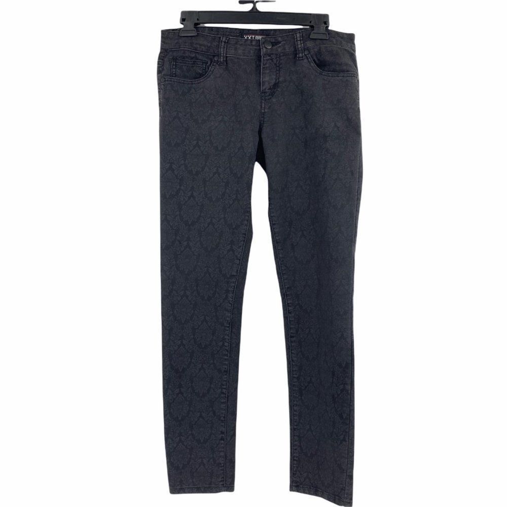 Womens Black Damask Pattern Skinny Jeans XXI Premium Size 28 9966 Mid Rise